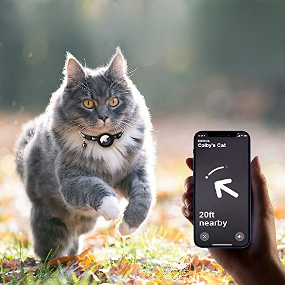 Katte GPS-halsbånd med reflekterende design 1
