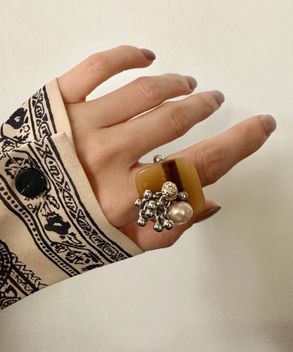 Kvinder Ring med Perle og Kvast Detaljer 3