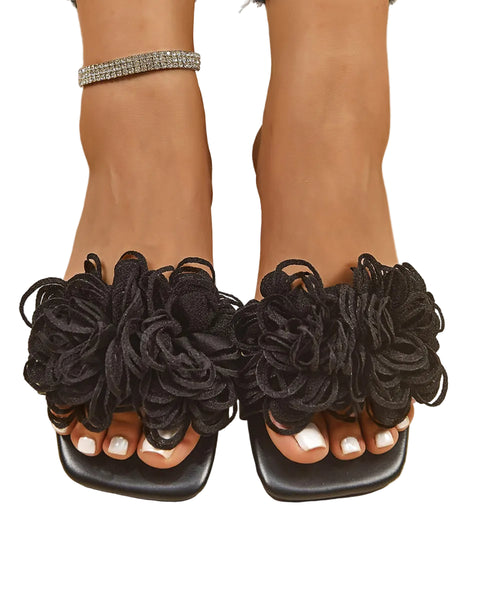 Kvinder Slide Sandaler med Blomsterdesign 0