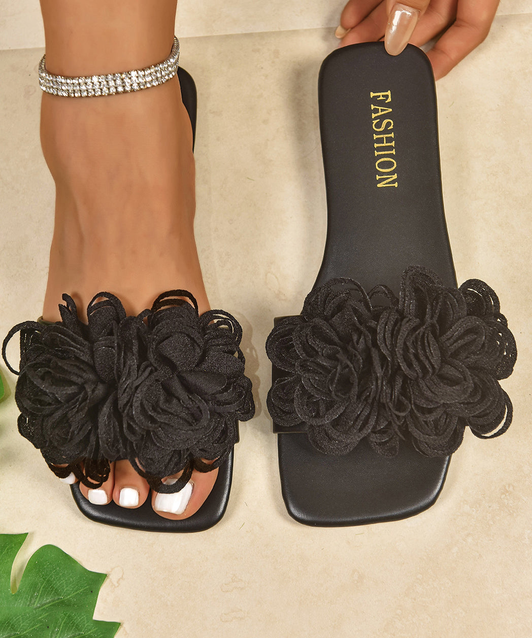 Kvinder Slide Sandaler med Blomsterdesign 4