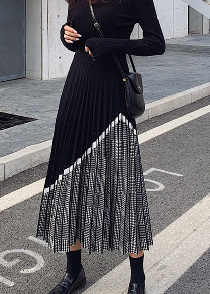 Kvinder Strik Nederdel Patchwork Stil 0