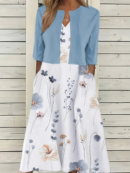 Kvindernes To-delte Kjolesæt med Blomsterprint 0