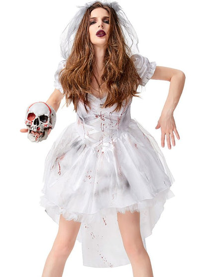 Kvindernes Vampirbrud Kostume Med Blodpletter Polyester 1