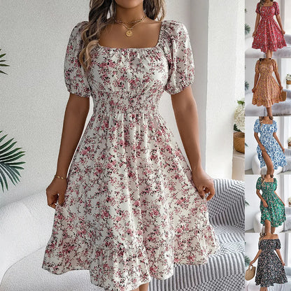 Kvinders A-Line Kjole med Blomsterprint 0