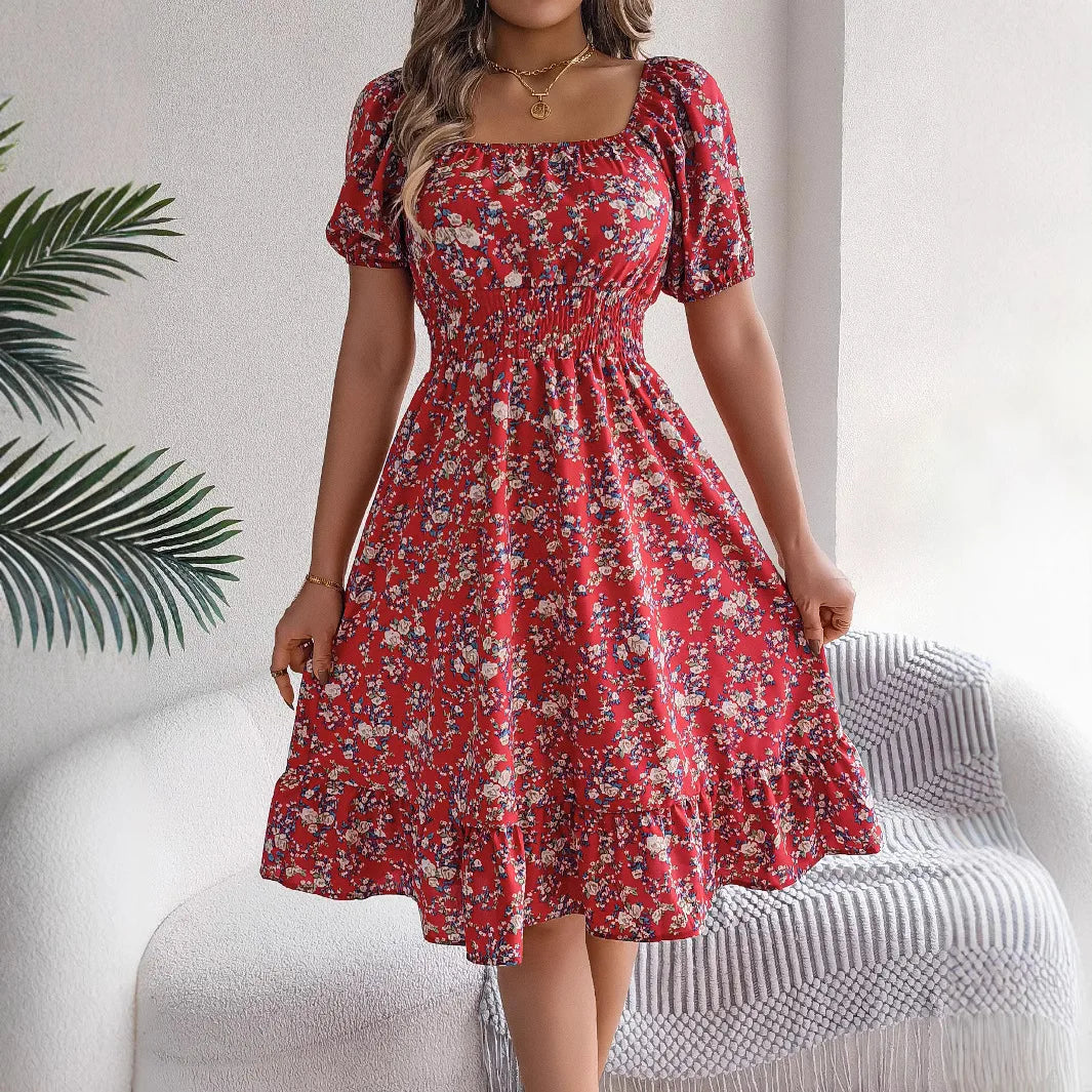 Kvinders A-Line Kjole med Blomsterprint 2