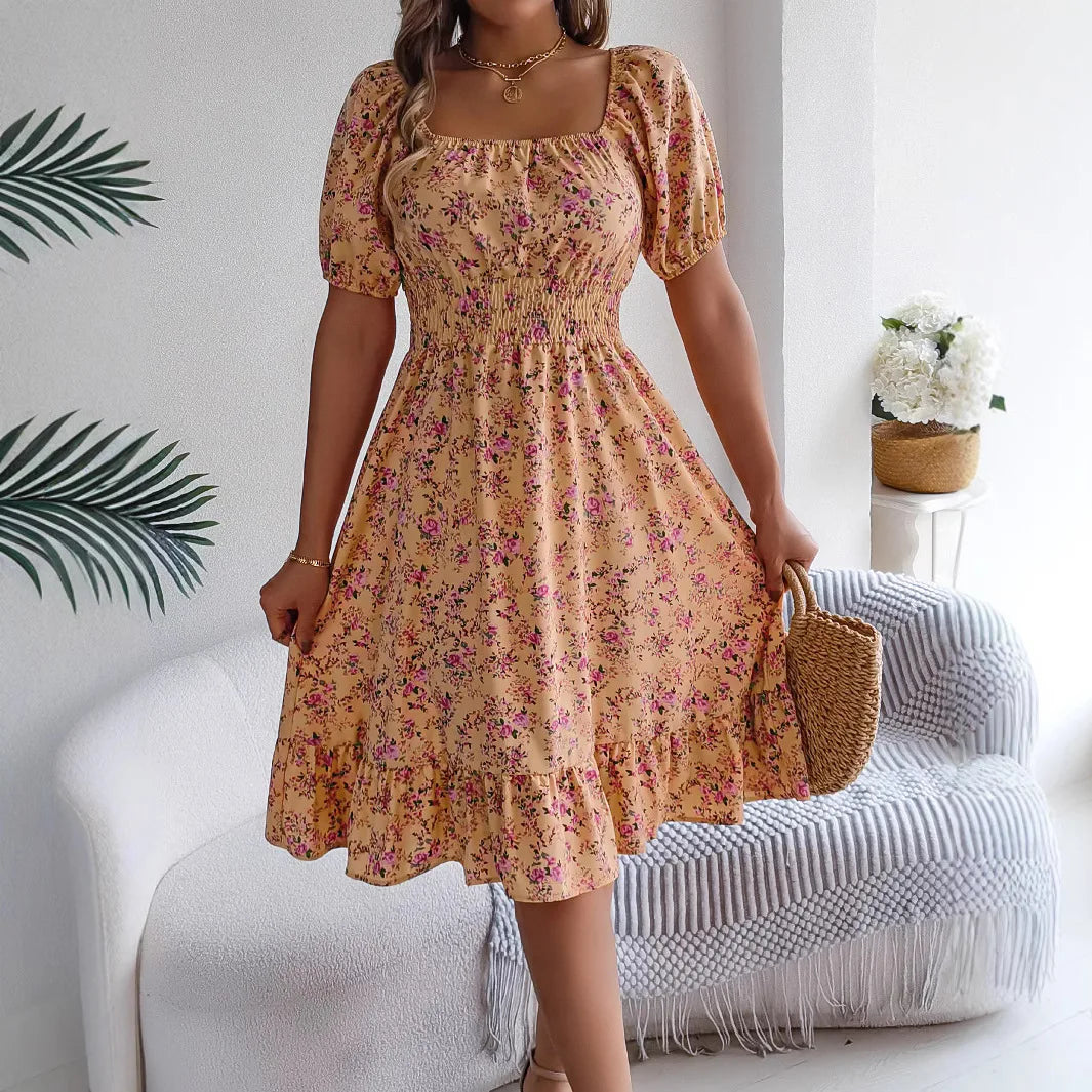 Kvinders A-Line Kjole med Blomsterprint 3