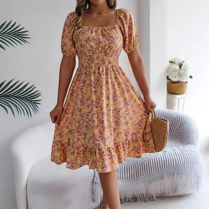 Kvinders A-Line Kjole med Blomsterprint 3
