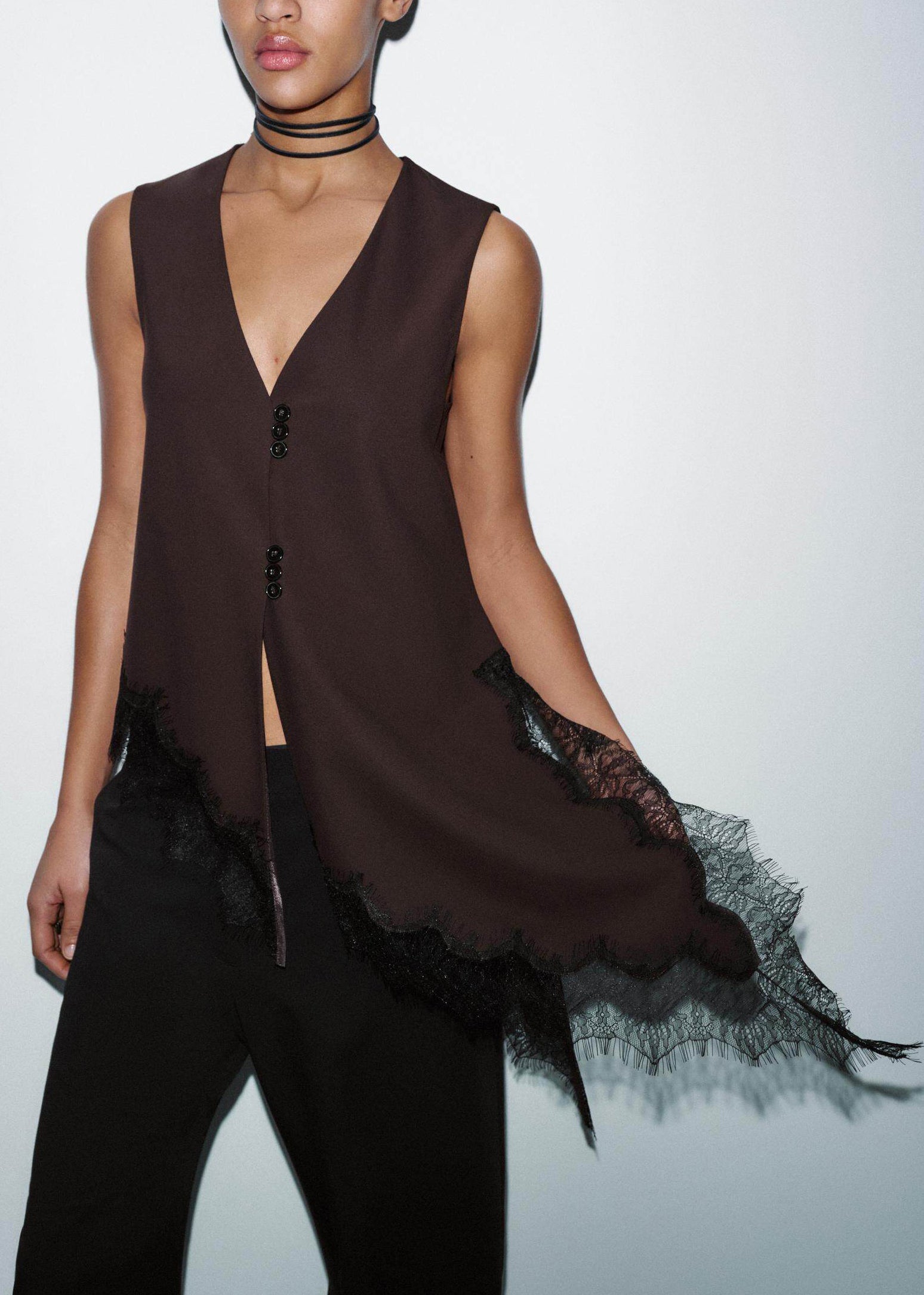 Kvinders Ærmeløs Bluse V-hals Patchwork Design 2