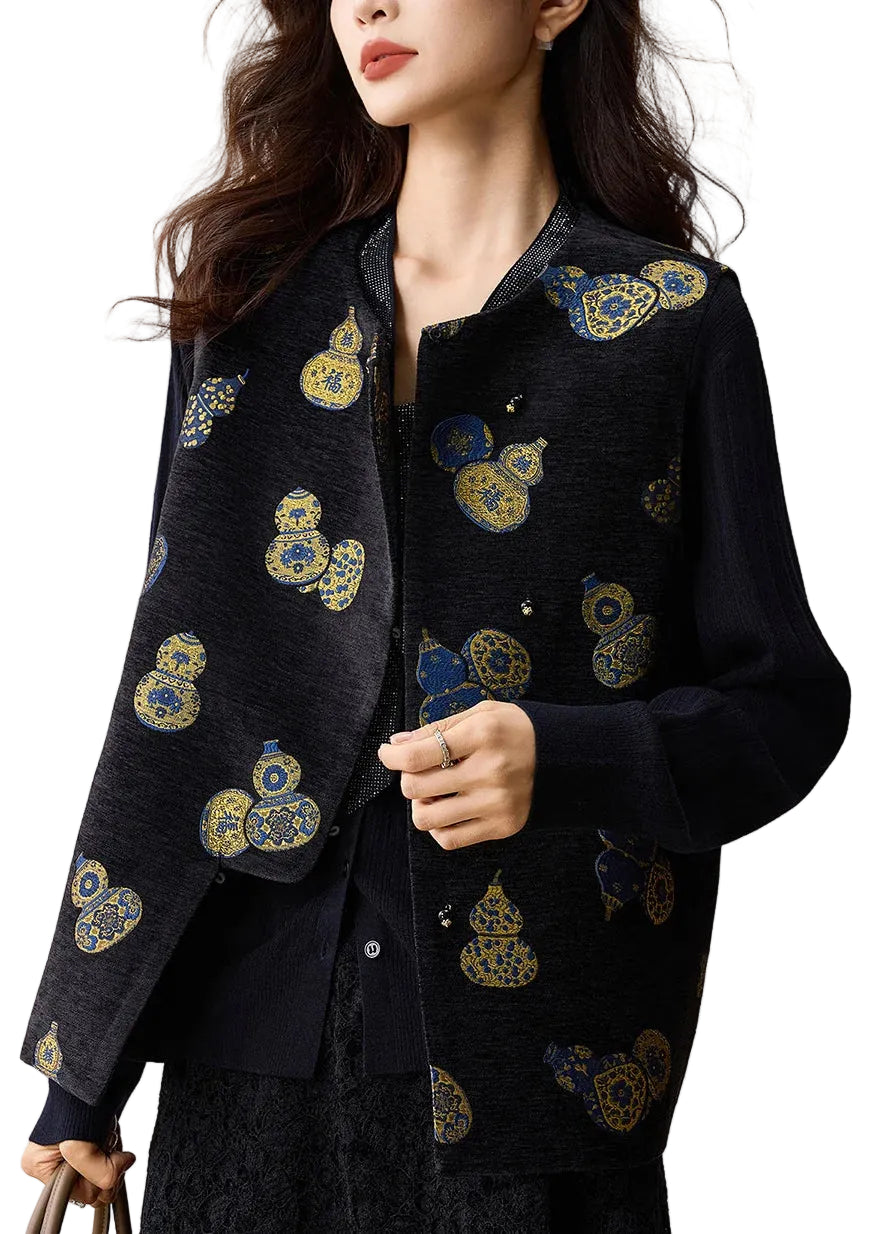 Kvinders Ærmeløs Jacquard Vest i Kinesisk Stil 0