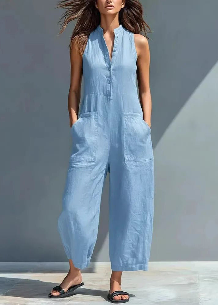 Kvinders Ærmeløs Jumpsuit Højtaljet Patchwork Design 1
