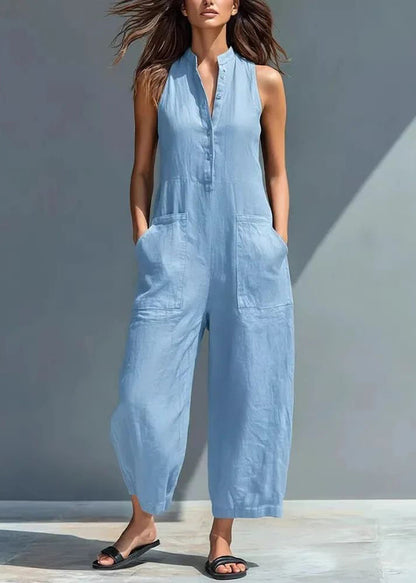 Kvinders Ærmeløs Jumpsuit Højtaljet Patchwork Design 1