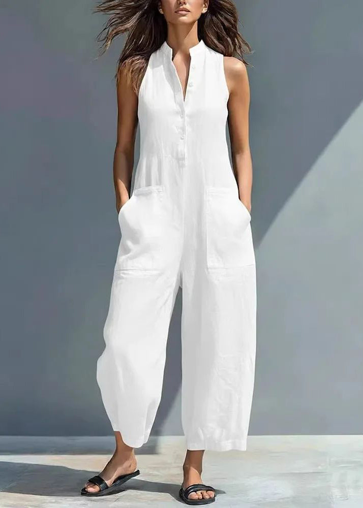 Kvinders Ærmeløs Jumpsuit Højtaljet Patchwork Design 2