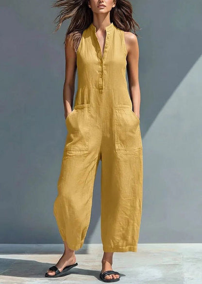 Kvinders Ærmeløs Jumpsuit Højtaljet Patchwork Design 3