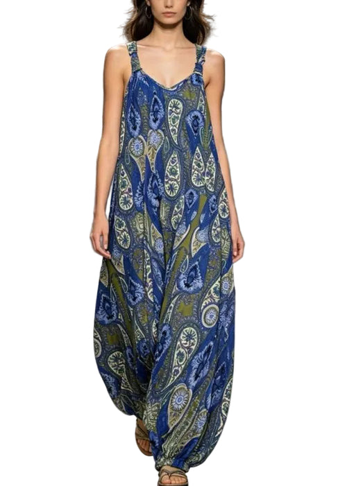 Kvinders Ærmeløs O-hals Jumpsuit med Print 0