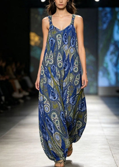 Kvinders Ærmeløs O-hals Jumpsuit med Print 1