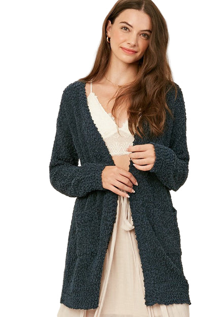 Kvinders Åben Cardigan Chunky Strik Grøn 0