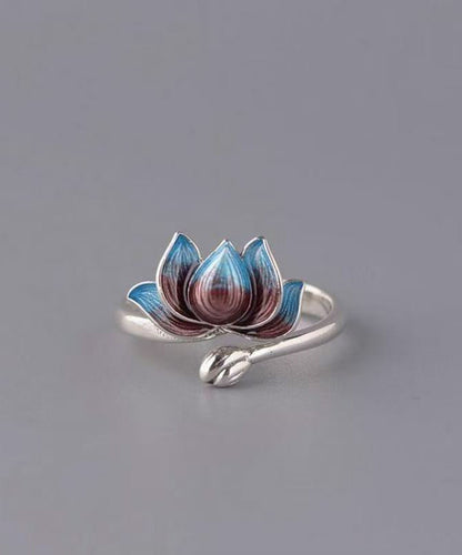 Kvinders Åben Ring Lotus Design Retro Stil 2