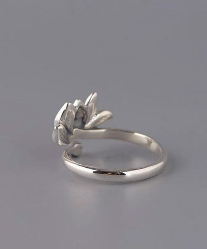 Kvinders Åben Ring Lotus Design Retro Stil 4