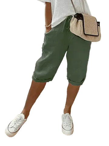 Kvinders Afslappede Shorts med Justerbar Talje og Sidelommer 0