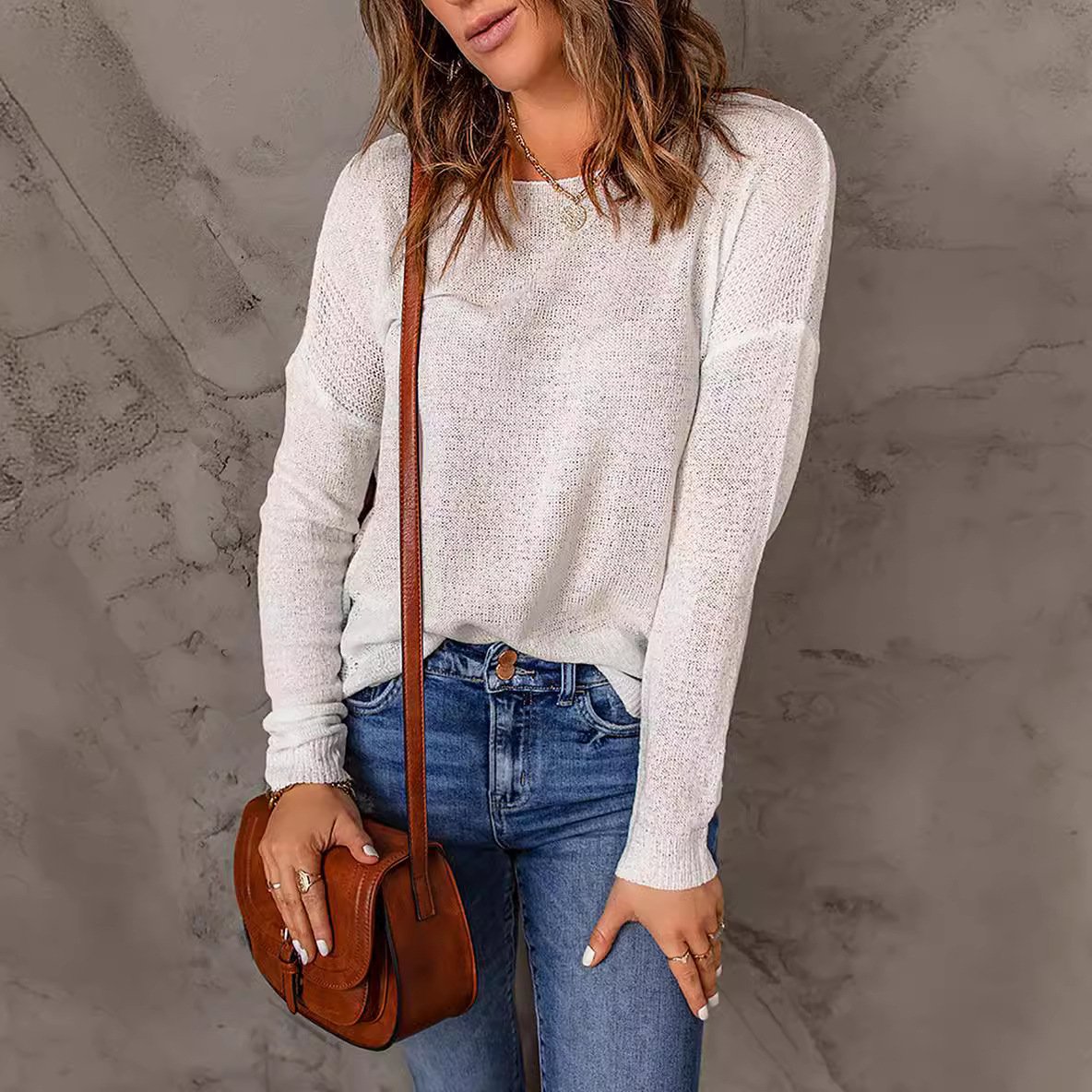 Kvinders Afslappet Sweater Rund Hals 8