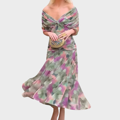 Kvinders Aftenkjole Off-Shoulder Yndefuld Draperet Design 1