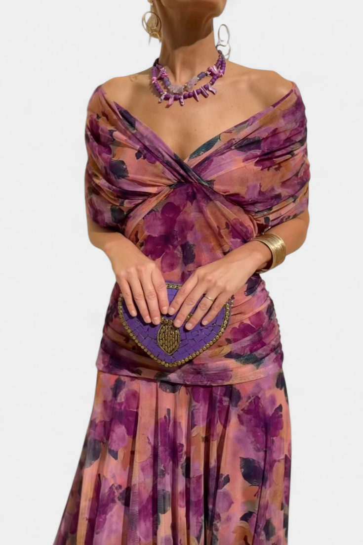 Kvinders Aftenkjole Off-Shoulder Yndefuld Draperet Design 10