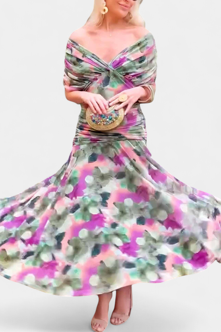 Kvinders Aftenkjole Off-Shoulder Yndefuld Draperet Design 4