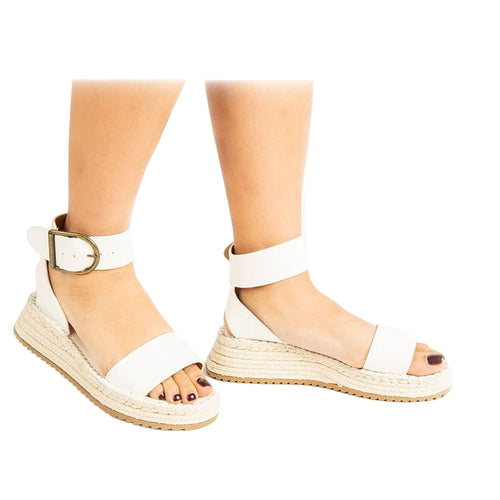 Kvinders Ankelrem Wedge Sandal i Hvid 0
