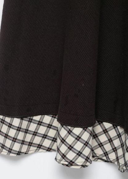 Kvinders Arbejdskjole med Patchwork Plaid og Ståkrave 4
