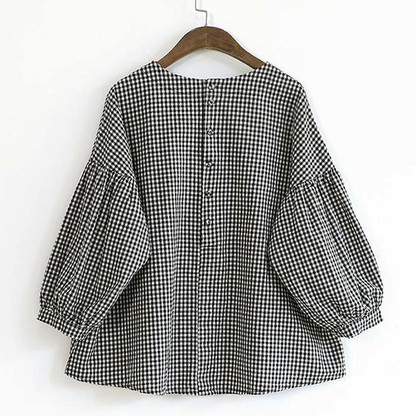 Kvinders Asymmetrisk Bluse i Ternet Design 5