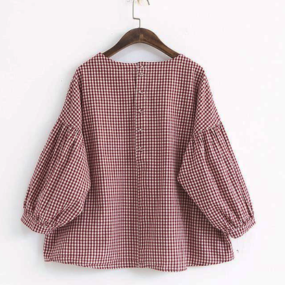 Kvinders Asymmetrisk Bluse i Ternet Design 6