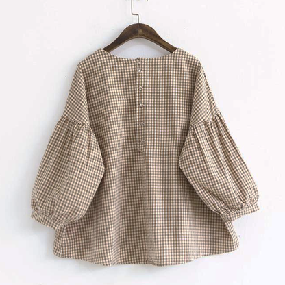 Kvinders Asymmetrisk Bluse i Ternet Design 7