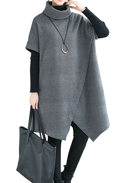 Kvinders Asymmetrisk Design Kjole med Turtle Neck 0
