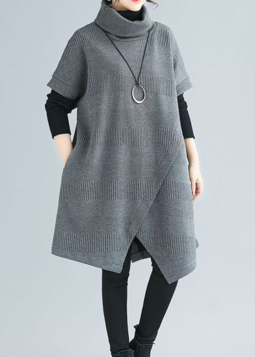 Kvinders Asymmetrisk Design Kjole med Turtle Neck 1
