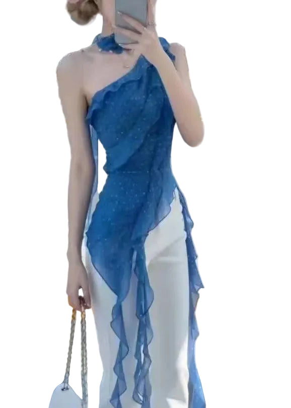 Kvinders Asymmetrisk One Shoulder Tanktop med Prikker 0