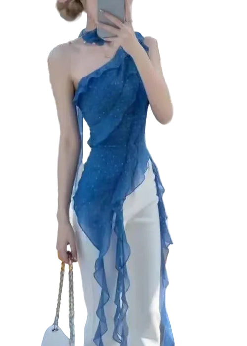 Kvinders Asymmetrisk One Shoulder Tanktop med Prikker 0