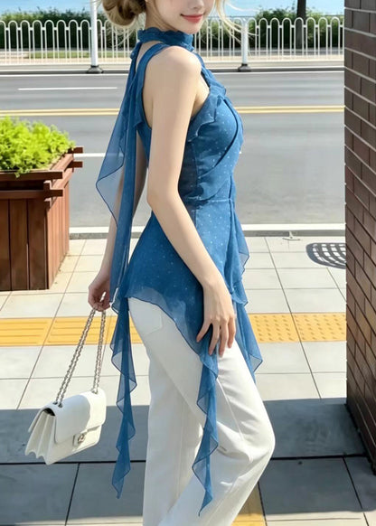 Kvinders Asymmetrisk One Shoulder Tanktop med Prikker 4