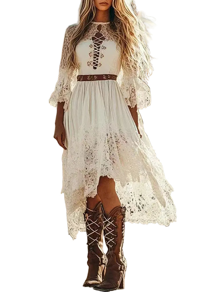 Kvinders Asymmetrisk Sommerkjole Boheme Stil 0