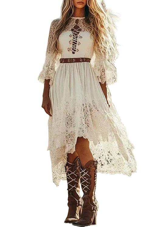 Kvinders Asymmetrisk Sommerkjole Boheme Stil 0