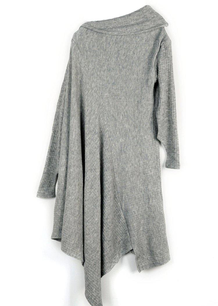 Kvinders Asymmetrisk Sweaterkjole med Høj Hals 3