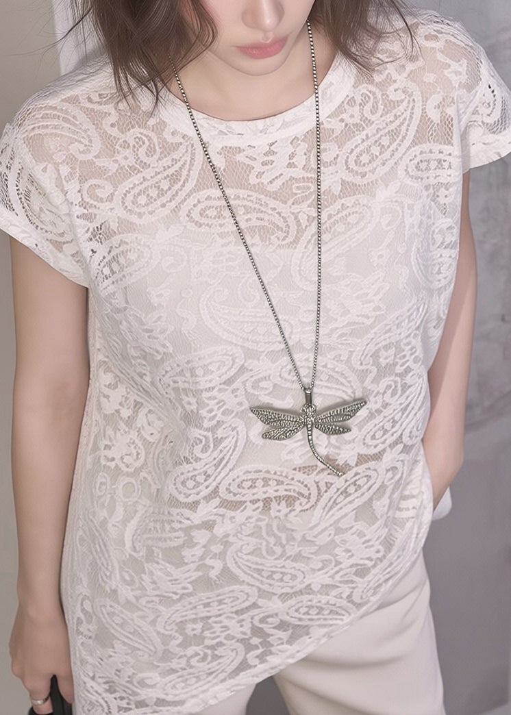 Kvinders Asymmetrisk T-shirt med Blonde Detaljer 3