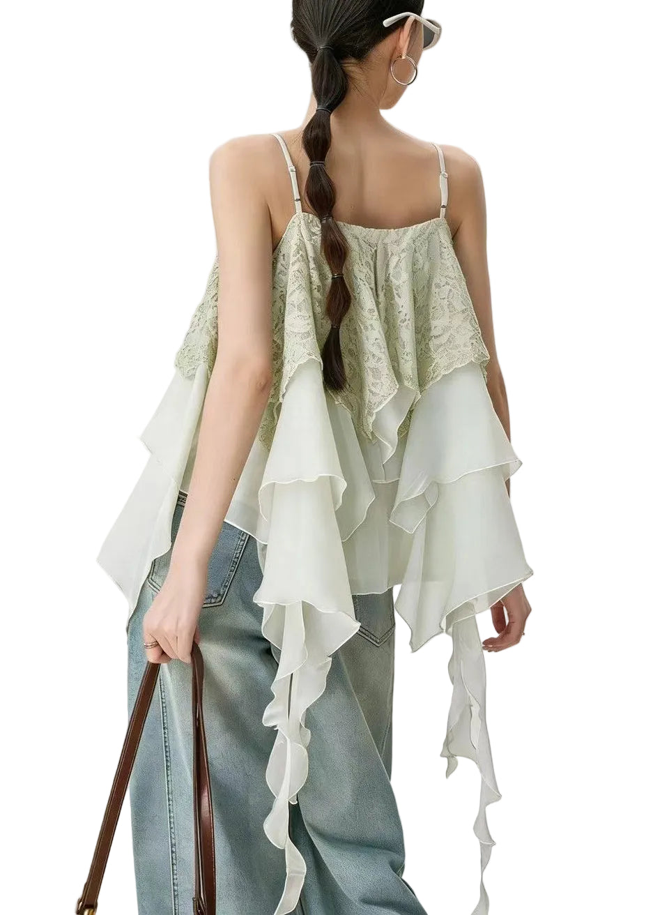 Kvinders Asymmetrisk Top Lagdelt Design Casual 0