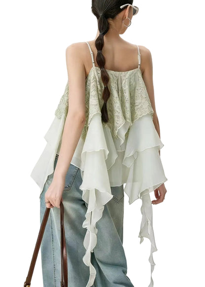 Kvinders Asymmetrisk Top Lagdelt Design Casual 0