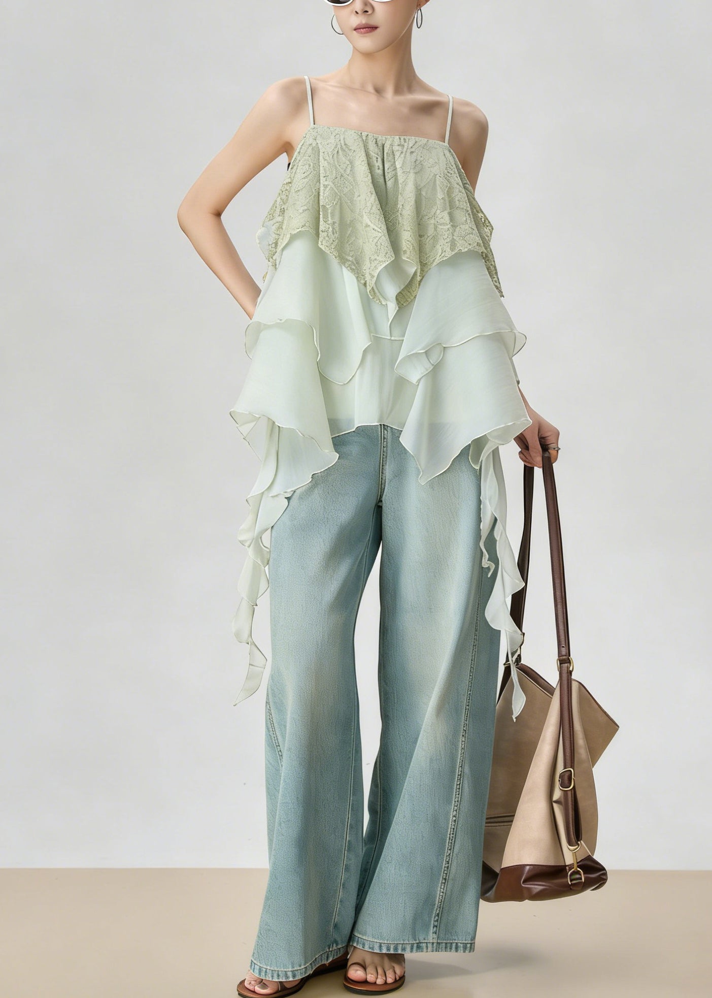 Kvinders Asymmetrisk Top Lagdelt Design Casual 2
