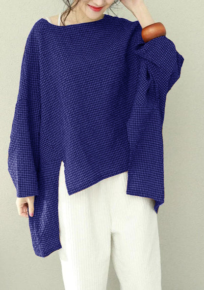 Kvinders Asymmetrisk Top i Plaid Design 8