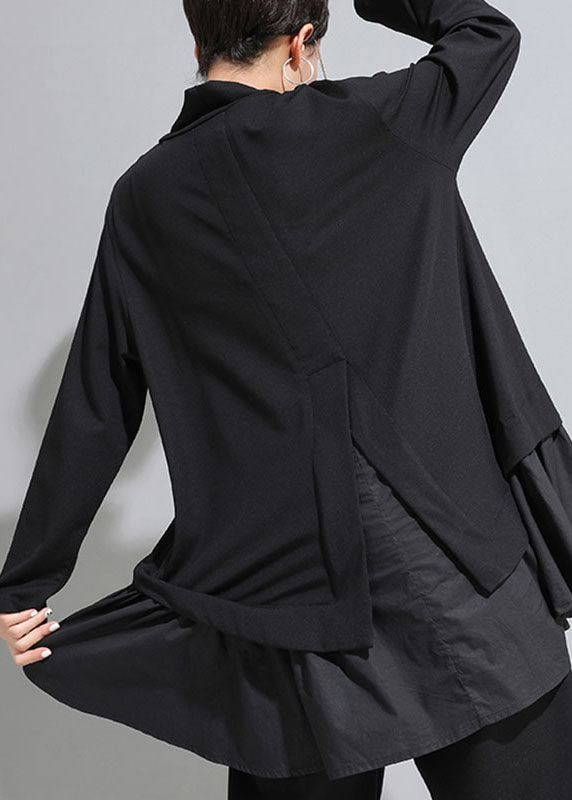 Kvinders Asymmetrisk Top med Flæser Langærmet Casual 3