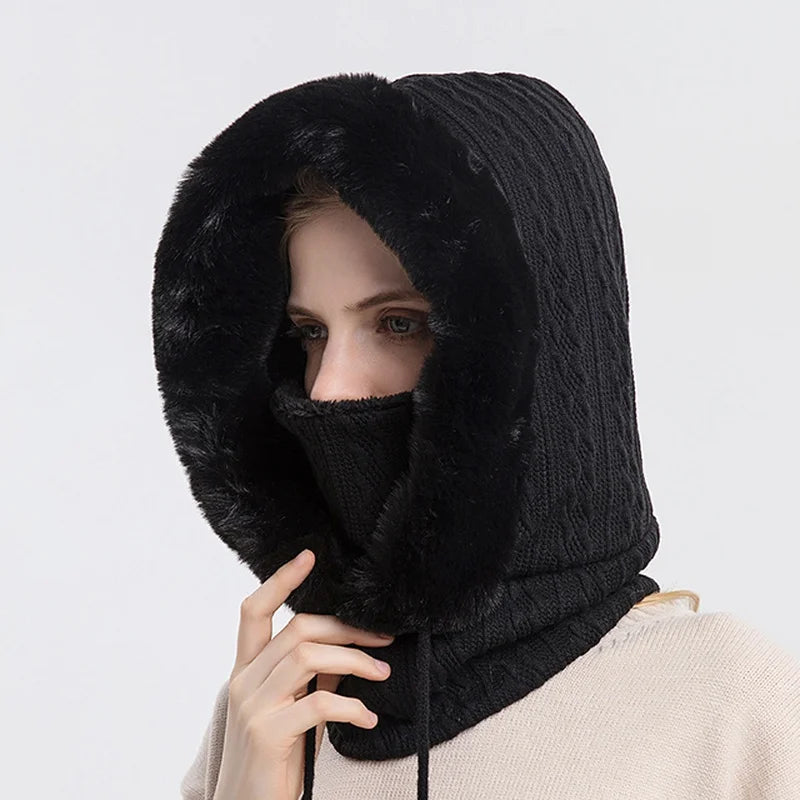 Kvinders Balaclava Kabelstrik Design med Justerbar Snøring 1
