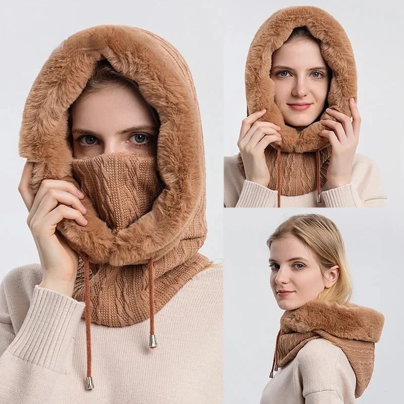 Kvinders Balaclava Kabelstrik Design med Justerbar Snøring 7