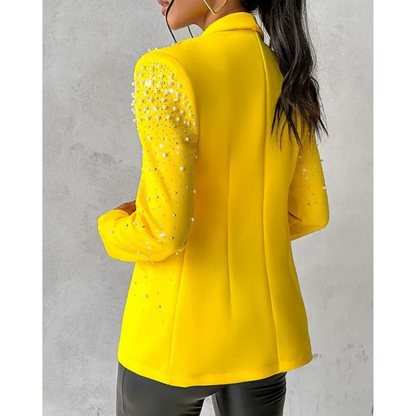 Kvinders Blazer Med Perledetaljer Elegant 4