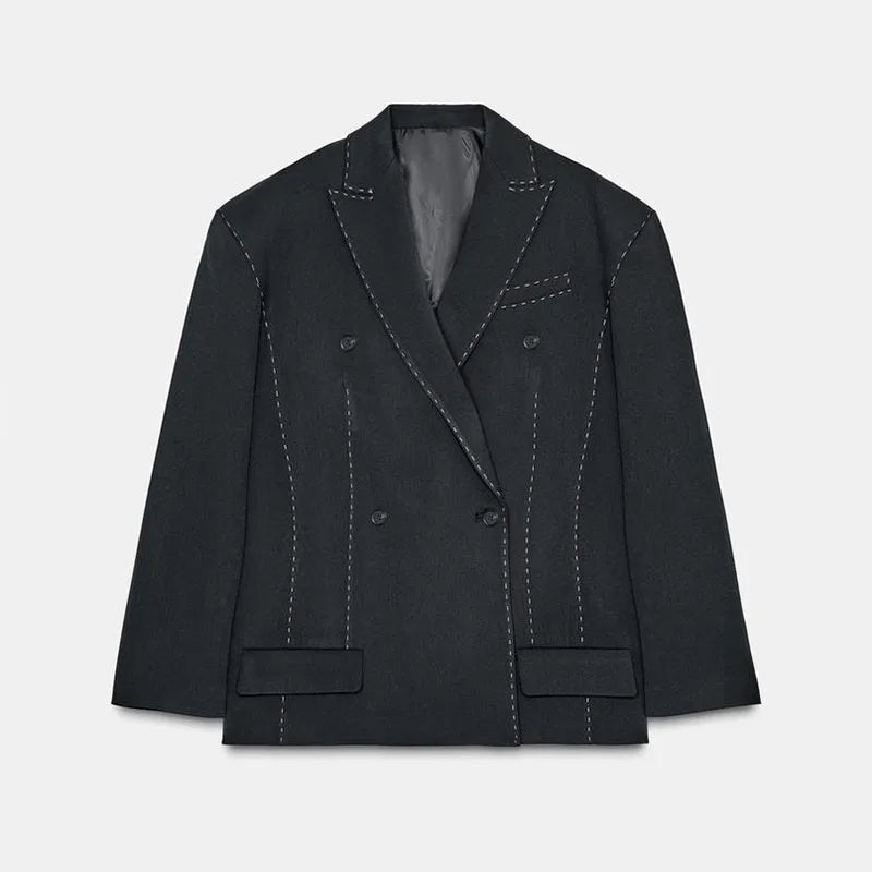 Kvinders Blazer Sæt med Polstret Skulder 8
